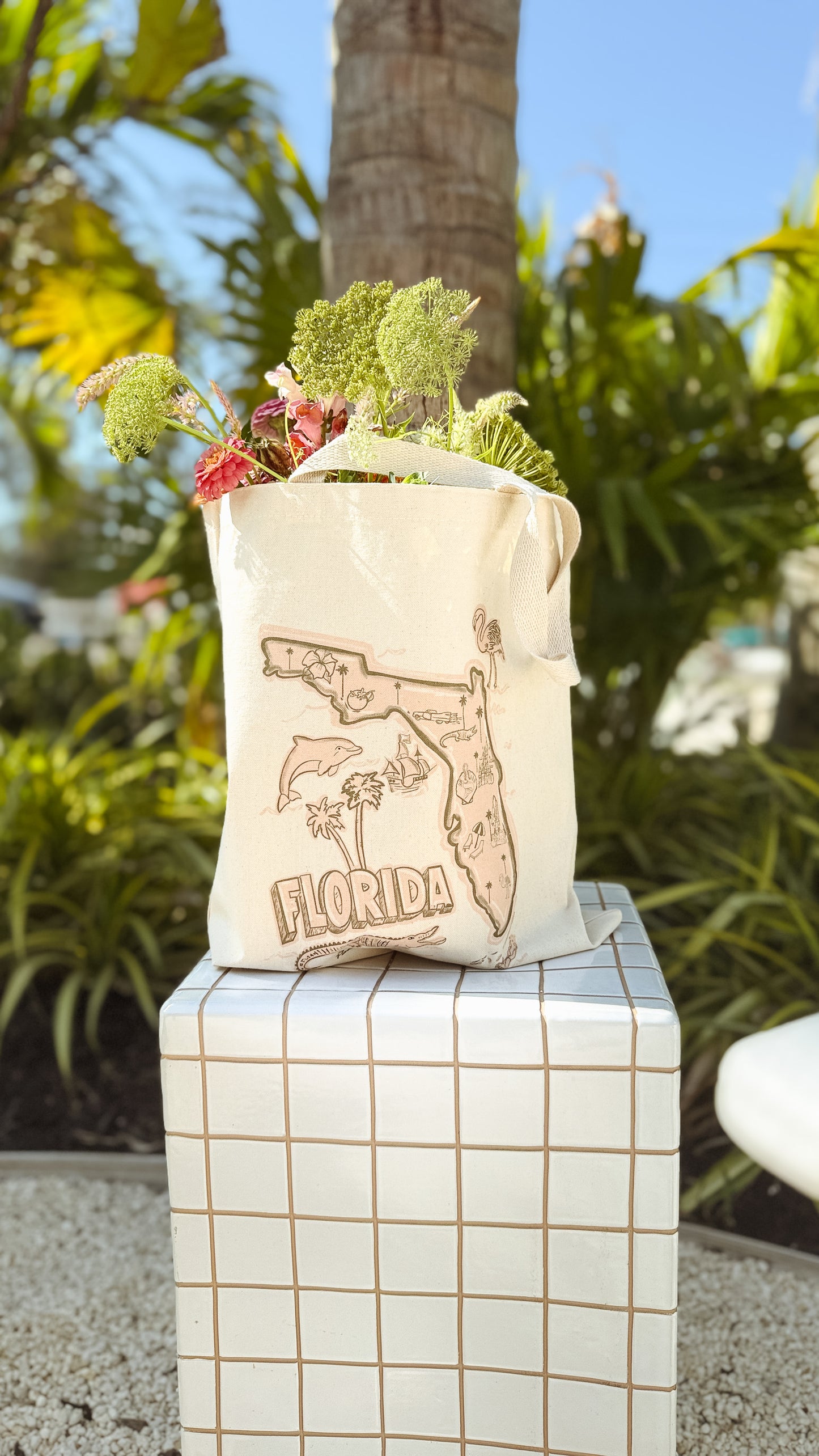 Vintage Florida Map Tote