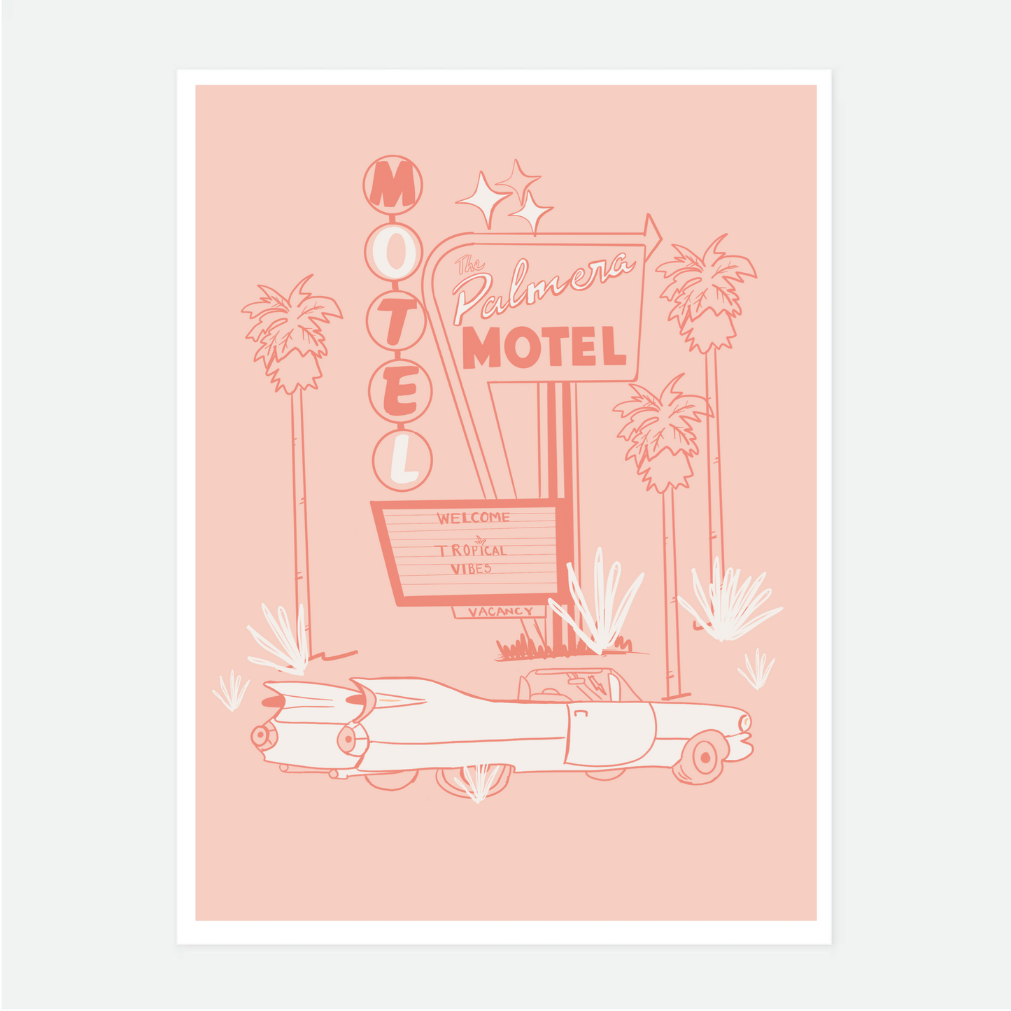 Pink Palmera Motel Art Print