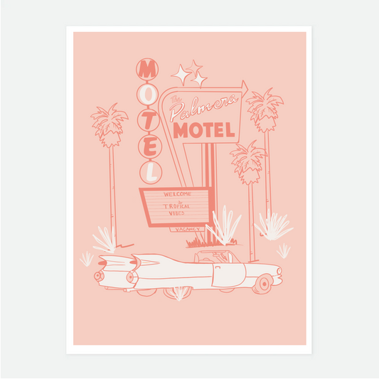 Pink Palmera Motel Art Print