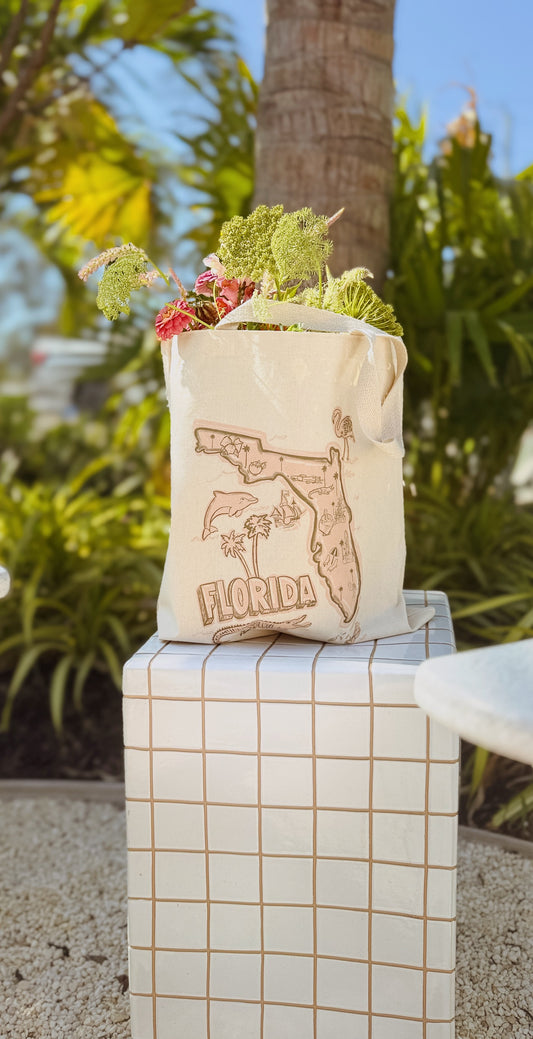 Vintage Florida Map Tote