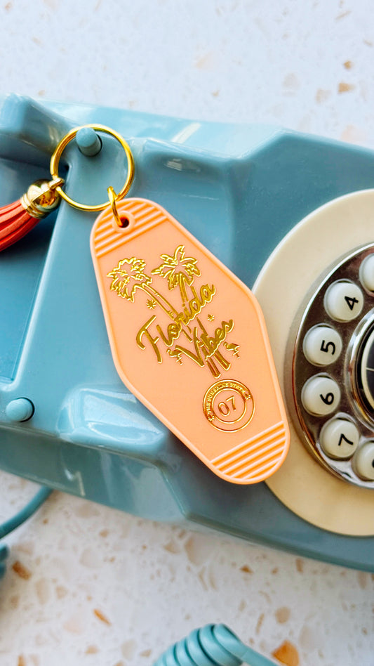 Florida Hotel inspired Retro Key Tag