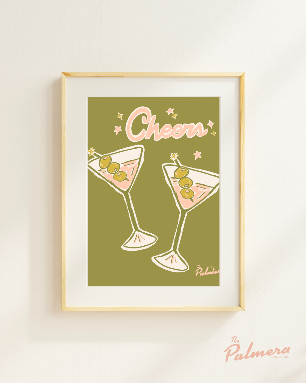 Cheers Art Print | Vintage Cocktail & Palm Beach Inspired Wall Art