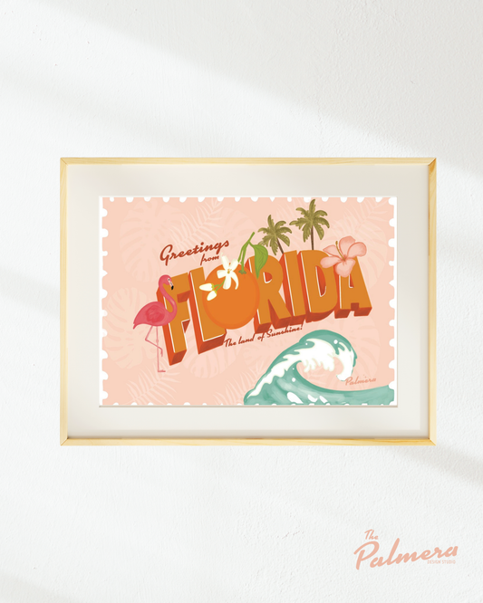Florida Post Card  Art Print / vintage art print