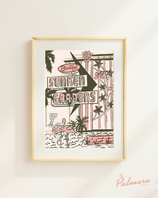 Sunken Gardens St. Petersburg Art Print | Vintage Florida Wall Art